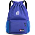 Tesmien Drawstring Bags,Waterproof Swimming Bags Unisex Sports Backpacks for Kids Adult, Large Drawstring Sackpacks Bags for School Gym Sports Travel Swimming-Blue