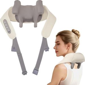 Shiatsu neck back massager with heat, 4D Kneading gifts for men women dad mom, Wrap-around Electric deep tissue stress pain muscle relief, Cordless Portable Rechargeable, Daily/Office/Home/Travel Use