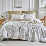 Lekesky Double Duvet Cover Set 100% Cotton White Bedding Set, Farmhouse Floral Flowers Cotton Double Duvet Set with Pillowcases for Bedding Bed Set, Cotton Duvet Cover 200x200 cm, White/Floral