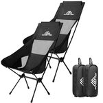 Set of 2 Lightweight Folding Camping Chair Compact Portable Ultralight Fishing Chairs for Adults Kids Small Camp Beach Chair with Carry Bag Outdoor Lawn Hiking Trip Travel Picnic Garden Black Taller