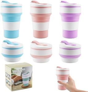 3PCS Silicone Portable Foldable Water Cup with lid,Collapsible Cup,Travel Telescopic Cup,Camping Mug,Coffee Cup,Multi-Functional high-Temperature and Scald Resistant,for Picnic,Camping,Travel,350ML