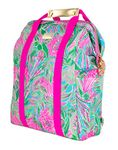 Lilly Pulitzer Insulted Backpack Cooler Large Capacity, Pink/Green Portable Soft Cooler Bag for Picnics, Beach, Pool, Hiking, Coming in Hot