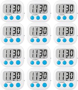 12 Pack Digital Kitchen Timers for Cooking Magnetic Timer for Cooking Loud Alarm White