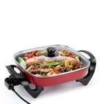 Jolfay Housewares 12-Inch Electric Skillet - 1400W Electric Pan with Adjustable TP Control, PFOA-Free Fry Pan with 2 Layers of Non-Stick Interior Coating, Cool-Touch Handles, Multi-Function