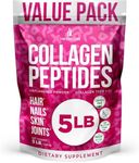 Collagen Peptides Powder for Women Hydrolyzed Collagen Protein Types I and III Non-GMO Grass-Fed Gluten-Free Kosher and Pareve Unflavored Easy to Mix Drink Healthy Hair Skin Joints Nails 5 LB