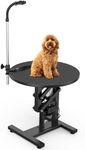 YITAHOME 24" Electric Lift Dog Grooming Table, Rotating Desktop Grooming Table for Dogs at Home, 360° Rotatable Adjustable Hair Dryer Holder Small Pet Grooming Station, Black