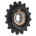 uxcell #35 Chain Idler Sprocket, 12mm Bore 3/8" Pitch 16 Tooth Tensioner, Black Oxide Finished C45 Carbon Steel with Insert Single Bearing for ISO 06C Chains