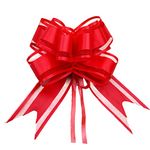 Dishaur 30pcs Large Organza Christmas Pull Bows for Gift Wrapping, 50mm Red Pulled Bow Ribbons Gift Bows for Present Wedding Car Gift Baskets