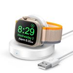 Wireless Watch Charger Compatible With Apple Watch, Portable iWatch Charger Stand with Charging Cable,Magnetic Wireless Charging Dock Compatible with iWatch Series 10 9 Ultra 8 7 SE 6 5 4 3 2-White