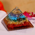 Crystal Divine Seven Chakra Crystal Pyramid Vastu for Home Orgone Crystal Pyramid Showpieces for Home Decor Items Crystal Pyramid for Positive Energy Crystal Pyramid for Office Table Decorative Items