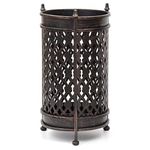 Dualplex Super Quality Umbrella Stand Umbrella Holder Antique Look Metal Entry Hallway Décor Round Style w/Removable Drip Tray Home Office Rack Umbrellas Canes Walking Sticks Gift Idea 16" Tall