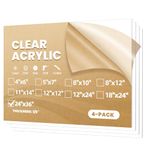 Langaelex Acrylic Sheets - 4 Pack of 24x36" 1/8" Thick Clear Cast Plexiglass for Picture Frame Glass Replacement, Projects Display & Painting - Laser Cut for Smooth Edges