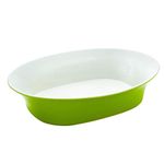 Rachael Ray Dinnerware Round and Square 14-Inch Stoneware Oval Serving Bowl, Green