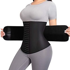 ASHLONE Waist Trainer for Women Latex Underbust Cincher Sport Corset Trimmer Belt, Black-4hooks & 1belt, Small