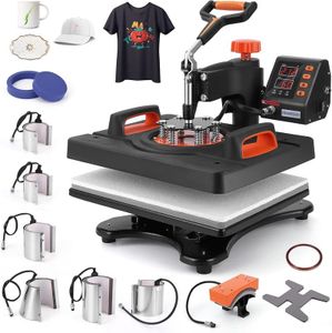 Heat Press Machine for T Shirts, 11 in 1, 12 X 15 Inch, Swing Away Digital Tshirt Press Machine, 800W 360° Rotation Swing-Away, Dual-Tube Heating Printing for DIY T-Shirts Cap Hat Mugs