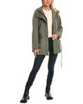 Nautica Women's Hooded Raincoat with Belt Jacket, Sage, M