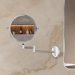 Kohler Lison Detailing Mirror with 2x Magnification | Wall Mounted Round Mirror | Swing-out Extendable Frame | Double Sided Mirror for Shaving, Makeup | 3 Years Warranty, 180 mm