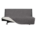 Easy-Going Sofa Slipcover Reversible Sofa Cover Furniture Protector Couch Cover Elastic Straps Pets Kids Children Dog Cat(Futon, Gray/Ivory)