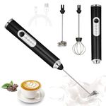 Zuvexa Rechargeable Handheld Milk Frother - 3-Speed Electric Foam Maker for Coffee with 2 Whisks and Coffee Decoration Tool, Coffee Frother Mixer, Stand-up Design, for Cream, Latte, Cappuccino