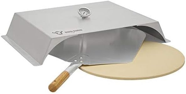 BBQ-TORO Tapa con Termómetro Set I 56 x 39 cm I 3 PIEZAS I Acero inoxidable I Piedra y Pala para Pizza I Parrilla de Gas I Barbacoa