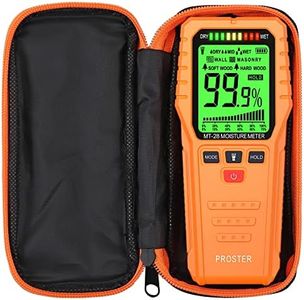 Pinless Wood Moisture Meter, Non-Destructive Moisture Detector for Wood Wallboard Masonry; Mold Moisture Tester Detect up to 3/4 Inch Below Surface, Visual/Audible Alarm, with Storage Case