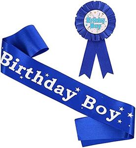 2 pcs Badge d'anniversaire pour Garçon Ceinture de Birthday Boy Badge de Birthday Boy Décorations d'anniversaire(Bleu)