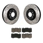 Transit Auto Front Coated Drilled Slotted Disc Brake Rotors And Ceramic Pads Kit Replacement For Land Rover Range Sport With 350mm Diameter Rotor KDC-101143