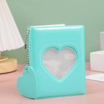 3 Inch Kpop Photocard Holder Book Mini Photo Album Mirror-like Photocard Binder Small Photo Card Book Love Heart Hollow Photocard ID Holder with Love Heart Pendant 32 Pockets (Green)