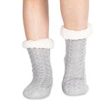 Polar Womens Slipper Socks - Soft Fleece Lined Socks With Sole Grips - Gift Packaging - Snuggly Present For Her - Insulated Warm Fluffy Socks Sherpa Lining - Thick Thermal Socks - Grey UK 3/4