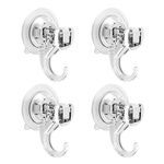 Quntis Suction Hooks 4 Packs, Powerful Push and Lock Vacuum Multi-Purpose Suction Shower Hooks Wreath Hanger Strong Absorption Suction Cup Holds Up to 3kg Transparent for Kitchen Bathroom Door Window