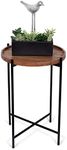 BIRDROCK HOME Folding Side Table with Removable Wood Tray - Modern Accent, Foldable End Table for Living Room, Bedroom - Portable Serving Tray for Decoration, Coffee, Drinks & Food - Natural Acacia