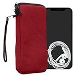 kwmobile Canvas Phone Pouch XXL - 7" - Universal Cell Sleeve Mobile Bag with Zipper and Soft Microfibre Lining - Tawny Red