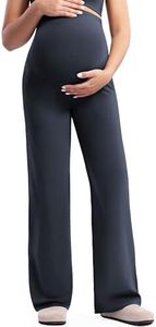POSHDIVAH Women's Creamluxe Maternity Yoga Wide Leg Pants Regular Pregnancy Work Dress Casual Loose Lounge Sweatpants with Pockets Dark Navy XX-Large