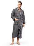 DAVID ARCHY Men's Warm Robe Soft Coral Fleece Long Plush Bathrobe