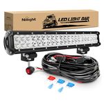 Nilight - ZH006 LED Light Bar 20 Inch 126W Spot Flood Combo Led Off Road Lights with 16AWG Wiring Harness Kit-2 Lead, 2 Years Warranty