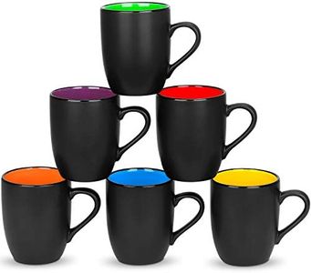 DeeCoo 6 Pack Large Coffee Mug Set 16 Ounces, Matte Black Porcelain Mug Large-Sized Ceramic Restaurant Drinking Cups for Coffee, Tea, Juice, Cocoa