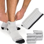 Premium Bamboo Rayon Crew Work Socks- Quarter High Moisture Wicking, Odor Eliminating Light Gray Quarter Crew Socks for Men Size 6-8 - 6 Pair