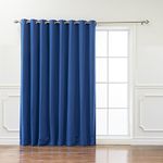 Best Home Fashion Wide Width Thermal Insulated Blackout Curtain - Antique Bronze Grommet Top - Royal Blue - 100" W x 96" L - Tie Back Included (1 Panel)