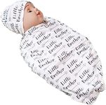 Newborn Swaddle Blanket with Beanie Set,Soft Stretchy Blanket for 0-3 Months Baby Boys and Girls (Brother)