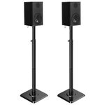 Mounting Dream Universal Speaker Stands Height Adjustable Set of 2 Speaker Stands Extend 33"-42", Compatible with VIZIO, Samsung, Bose, JBL Speakers, up to 11 lbs, Stable Base Cable Management MD5402