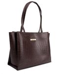 Carrylux Large Capacity Croco Pattern Tote Casual Handbags Purses Shoulder Bag For Women (Brown)