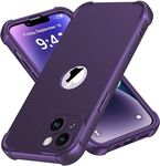 ORETECH Compatible with iPhone 14 Case with [2 Tempered Glass Screen Protector][10FT Military Grade Drop Test][Inner Camera Protection] Shockproof Cover Full Body Case for iPhone 14 6.1"- Purple