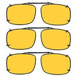 Eyekepper Polarized Yellow Lens Clip On Sunglasses With Spring Draw Bar Large Night Driving Wear Over Glasses 3pack 57x39MM