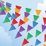 DOJoykey 985ft Bunting Flags, 450pcs Large Flags Multicolor Fabric Pennant Bunting Outdoor Garland for Birthday Wedding Garden Street Home Decoration