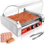 1670W Commercial Hot Dog Rollers,11 Rollers 30 Hotdog Roller Grill,Stainless Steel Hot Dog Machine With Dust Cover,Hot Dog Roller Machine With Dual Temp Control And Led Light/Detachable Drip Tray