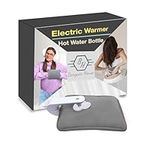 Bargain House Rechargeable Electric Hot Water Bottle with Cover, Portable Heating Pad for Pain Relief Cramps and Sore Muscles, Bed Hand Warmer Pouch Gift, Auto-Shut Off Function, Grey