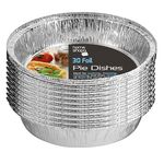 Homeshopa Aluminum Foil Pie Pan, 30 Pack Disposable Round Flan Trays, Durable Air Fryers Cooking Baking Dishes for Pie, Fruit Tarts, Quiche, Food Storage Takeaway Containers, Oven & Freezer Safe