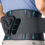 FEATOL Back Brace for Lower Back Pain Relief，Heavy Work Lifting, Sciatica, Herniated Disc with Ergonomically 3D Silicone Pad Men & Women，3XL
