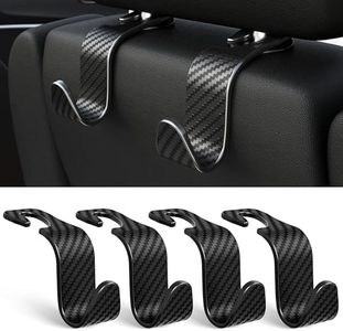Amooca 4-Pack Car Headrest Hooks Vehicle Storage Organizer for Purses Handbags Groceries Coats –Holds 55lbs 360° Rotating Simple Design Black Checkered