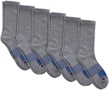 Champion Men's, Performance Crew Socks, 6-Pack, Grey - 6 Pack, 6-12